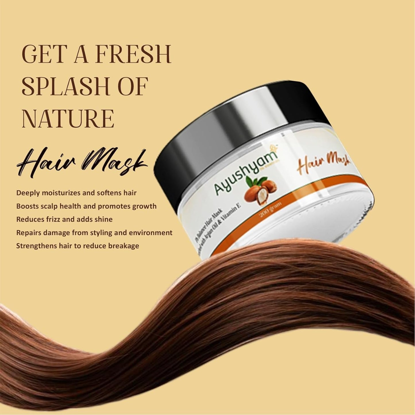 Ayushyam Ultra Smoothing Hair Mask For Dry & Frizzy Hair Argan oil and Vitamin E